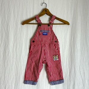 Vintage OshKosh B’Gosh Railroad Stripe Overall Patch Detail Size 18 Months